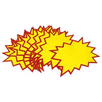 

10 Pcs Yellow Red Paper Serrated Shaped Advertising Pop Price Tags