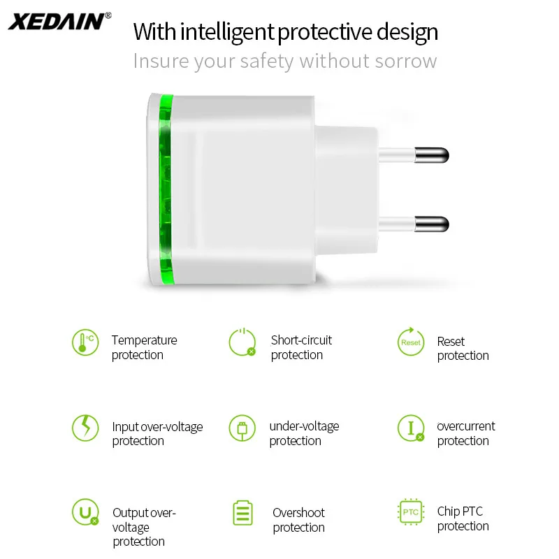 Универсальное зарядное устройство XEDAIN с 4 портами Usb, адаптер питания, 5 в, 4 а, штепсельная вилка европейского стандарта, дорожное настенное зарядное устройство для планшетов samsung, iPhone, iPad, sony, htc, LG