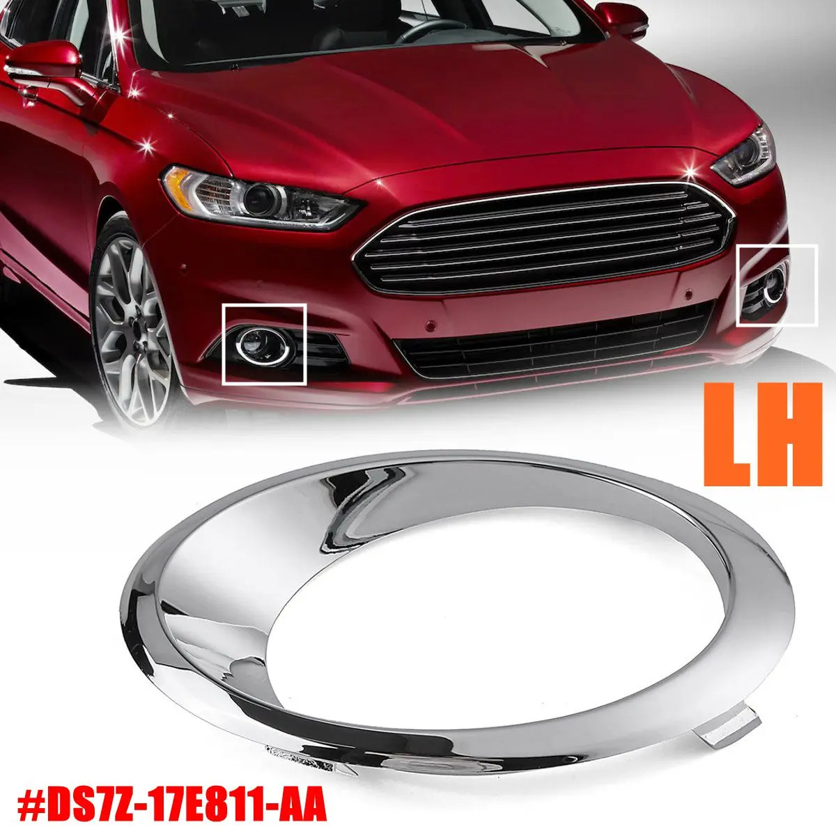 LH/RH хромированный противотуманный светильник, ободок, накладка, кольцо для Ford Fusion Mondeo 2013 стайлинга автомобилей - Цвет: Left