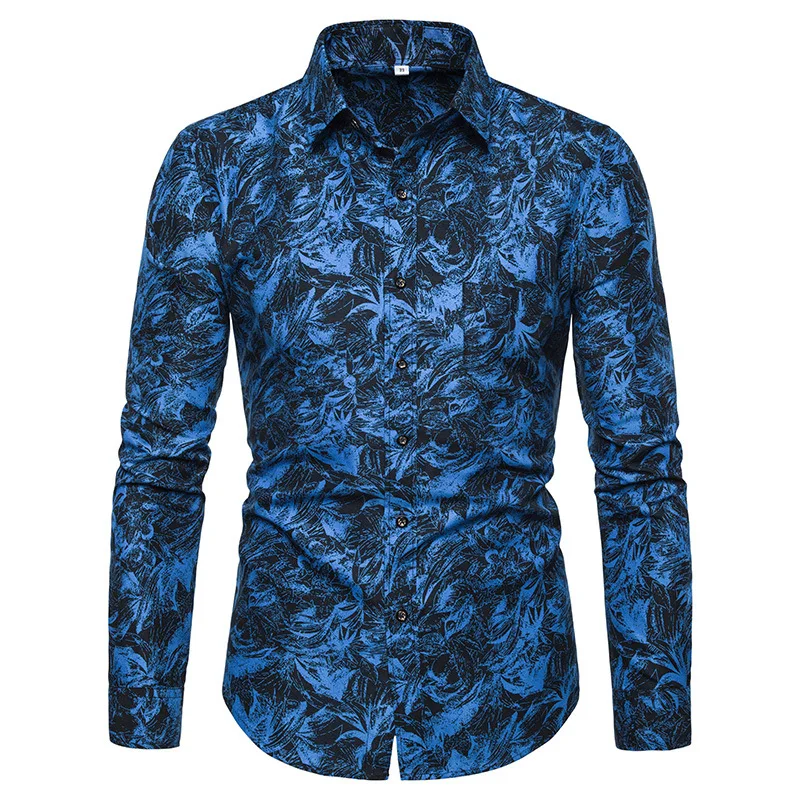 

New Summer Fashion Mens Shirt Slim Fit Long Sleeve Floral Shirt Mens Clothing Trend Plus Size Mens Casual Flower Shirts M-5XL
