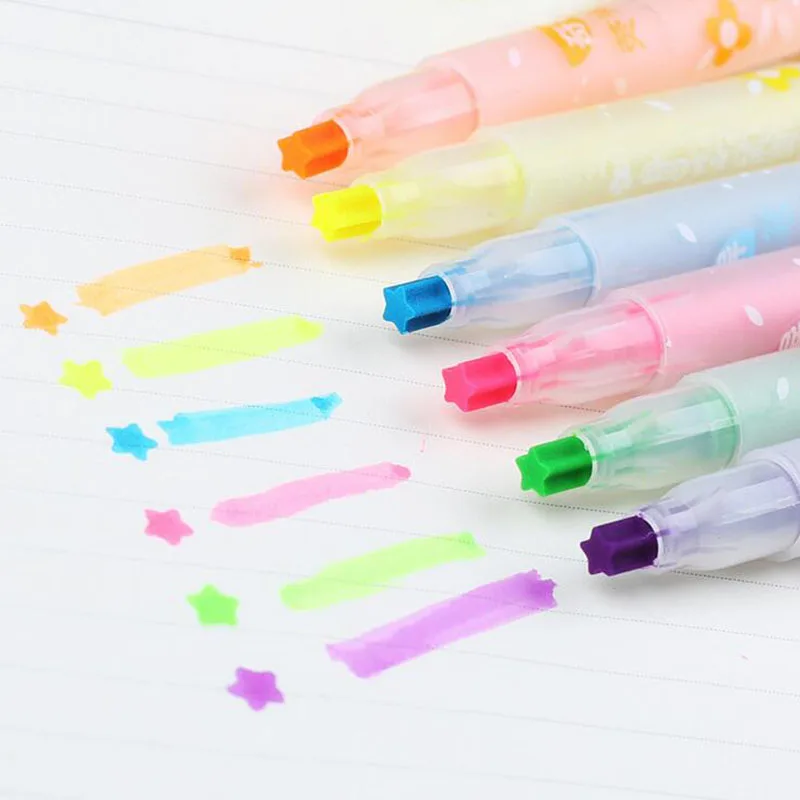 6pc / Sweet Candy Rainbow Chalk Marker Pen Fluorescent Marker