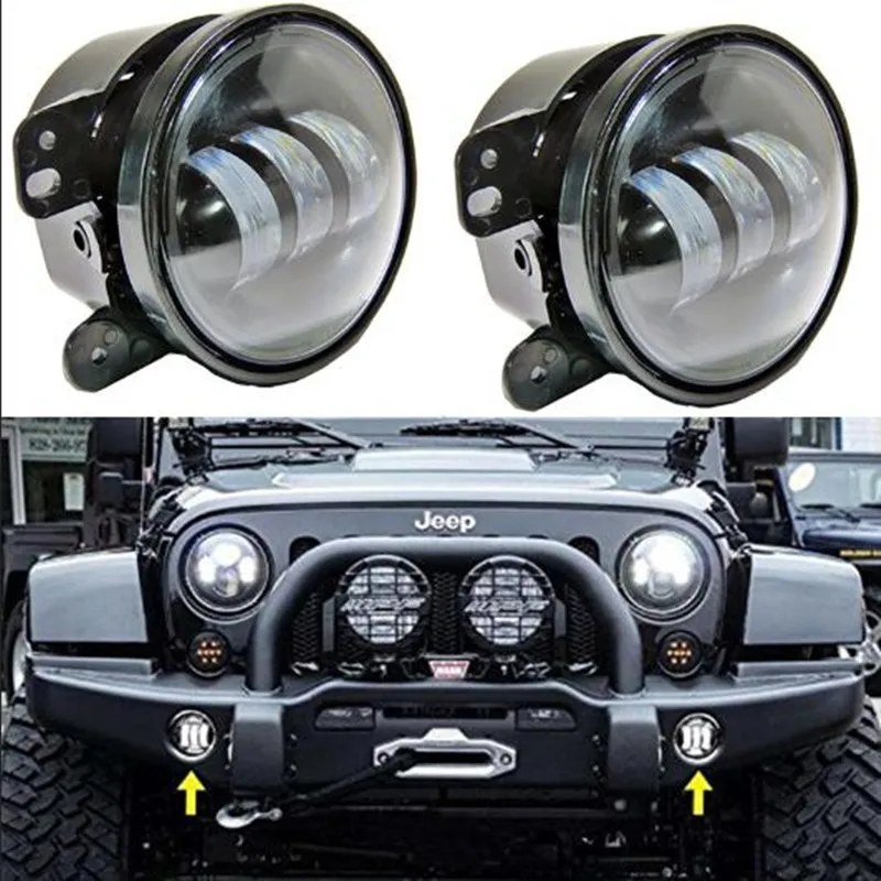 Plug and Play FOR Jeep LED fog light Driving lights 4 inch Auto DRL Lighting led headlamp for