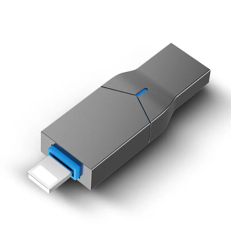 USB флеш-накопитель, 32 ГБ, Lightning/USB 3,0, флеш-накопитель, 32 ГБ, 64 ГБ, металлический USB флеш-накопитель, 128 ГБ, для iPhone Xs X 8, 7, 6, iPad, usb флешка - Цвет: lightning