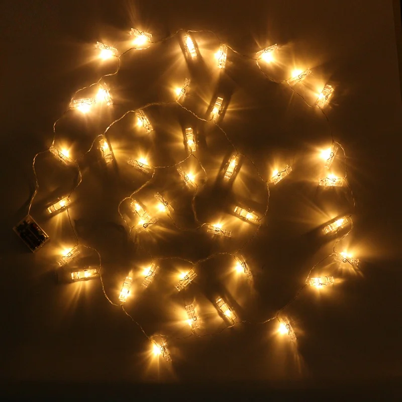 

4M 40 LED String Light Christmas Battery Hanging Picture Photo Peg Clip LED Holiday Light Fairy Lights Wedding Decoration