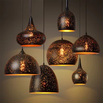 

Wrought Iron Pendant Light Industrial Rusting Pot Lids Vintage Pendant Lamp Restaurant Cafe Bar Counter Dining Room Hanging Lamp