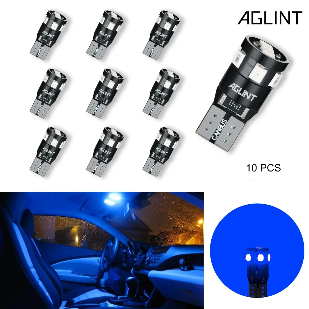 AGLINT 10 шт. SMD 2835 W5W T10 светодиодный автомобильный светильник CANBUS без ошибок OBC