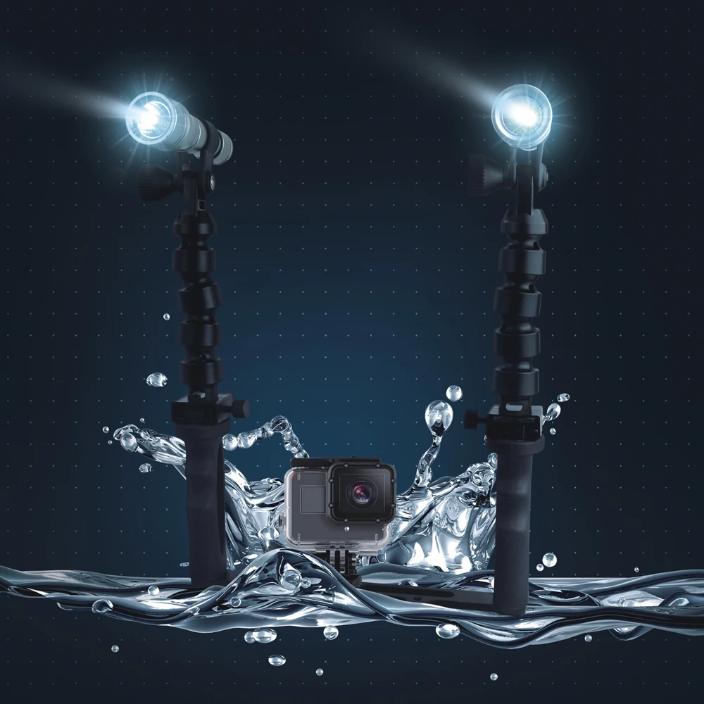  Camera Handheld Stabilizer Shooting Kit with Diving Flashlights for GoPro 4 5 3 SJCAM SJ4000 Xiaomi