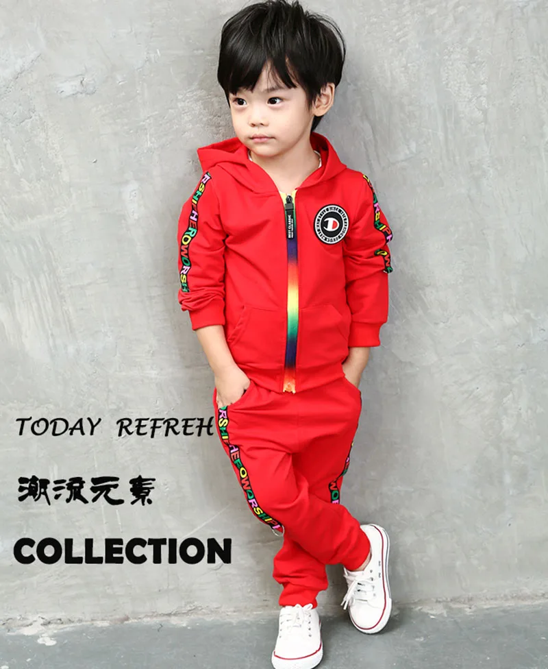 spring baby boys sets children sport suit for boys kids long sleeve hooded jacket pant boy clothing (1)