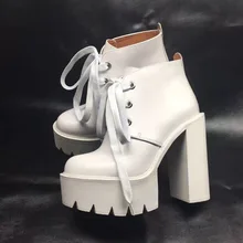 Женские ботильоны; белая Осенняя обувь из натуральной кожи; botas Mujer; туфли на платформе; женские модельные туфли; Botines