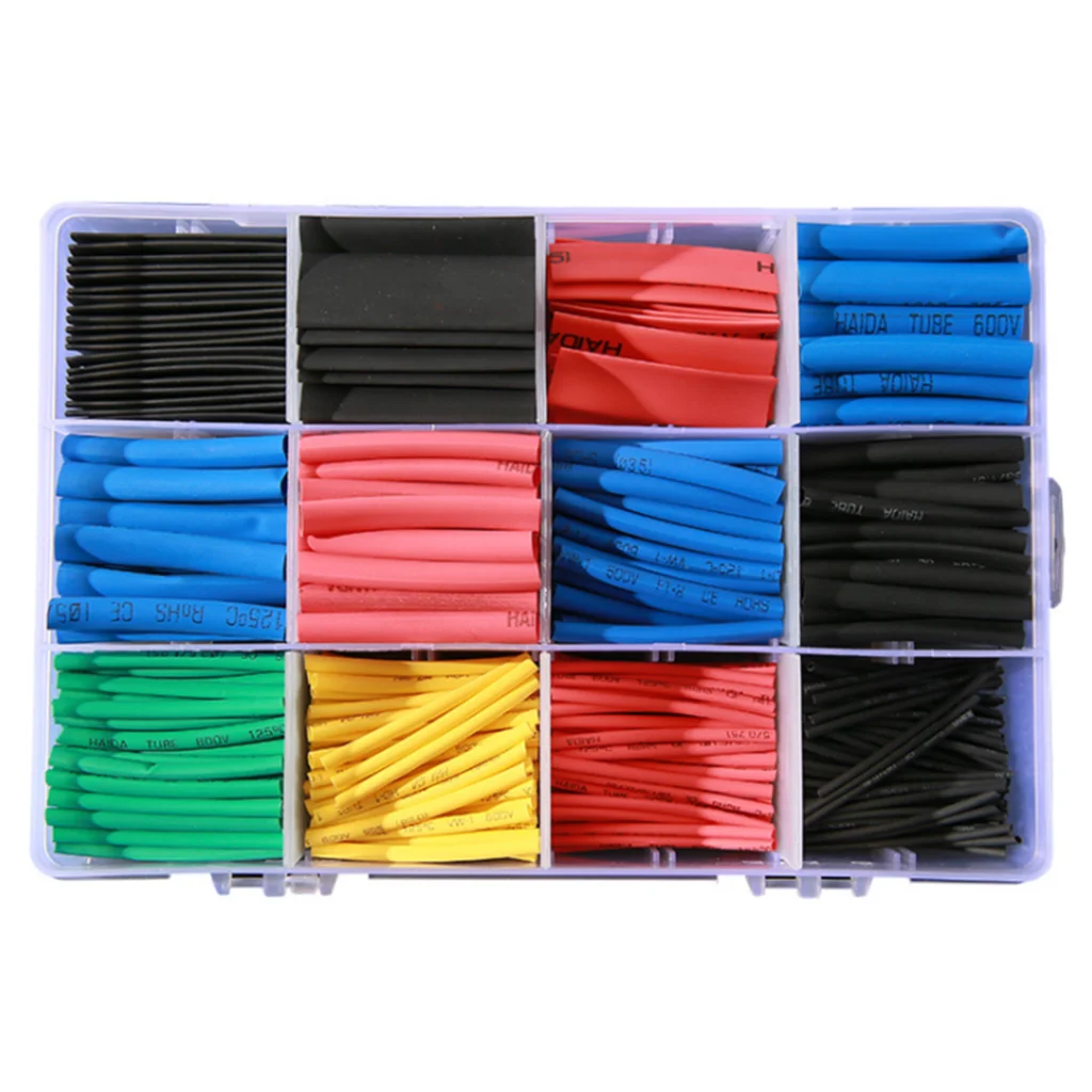 560 Pcs/Boxed Car Insulation Heat Shrink Tubing Electrical Wire Wrap Assortment 