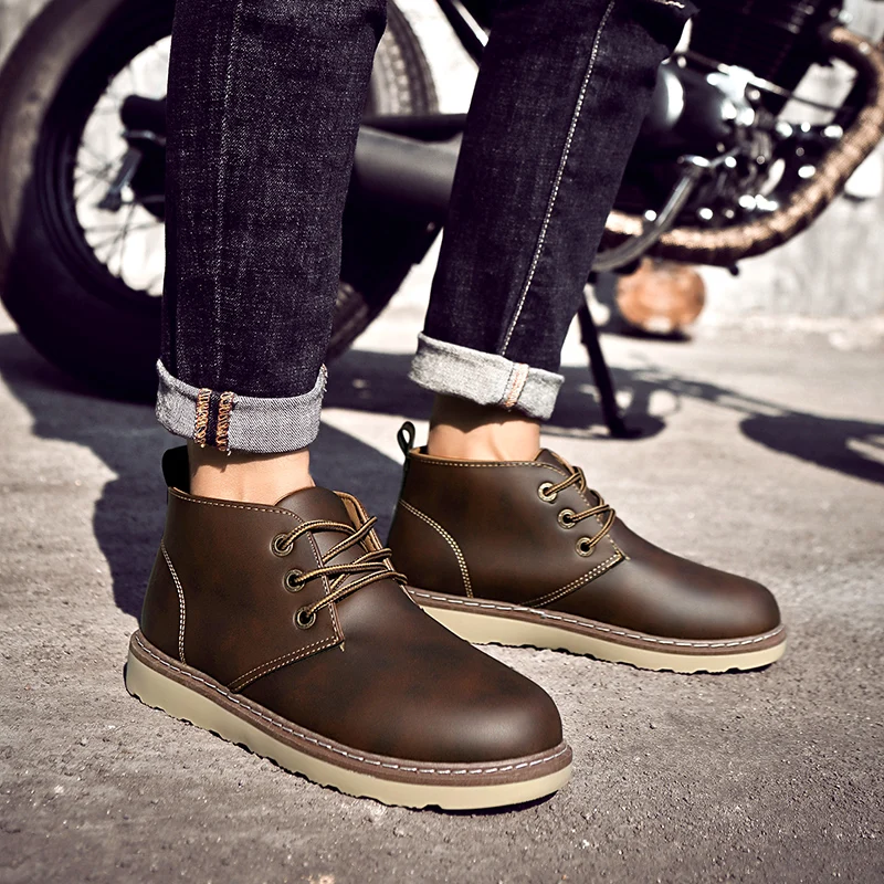 

Thestron Boots for Men Brown Yellow Black Footwear 2018 Autumn Winter Male Martens Boots Cheap Man Leather Boots Lace Up New