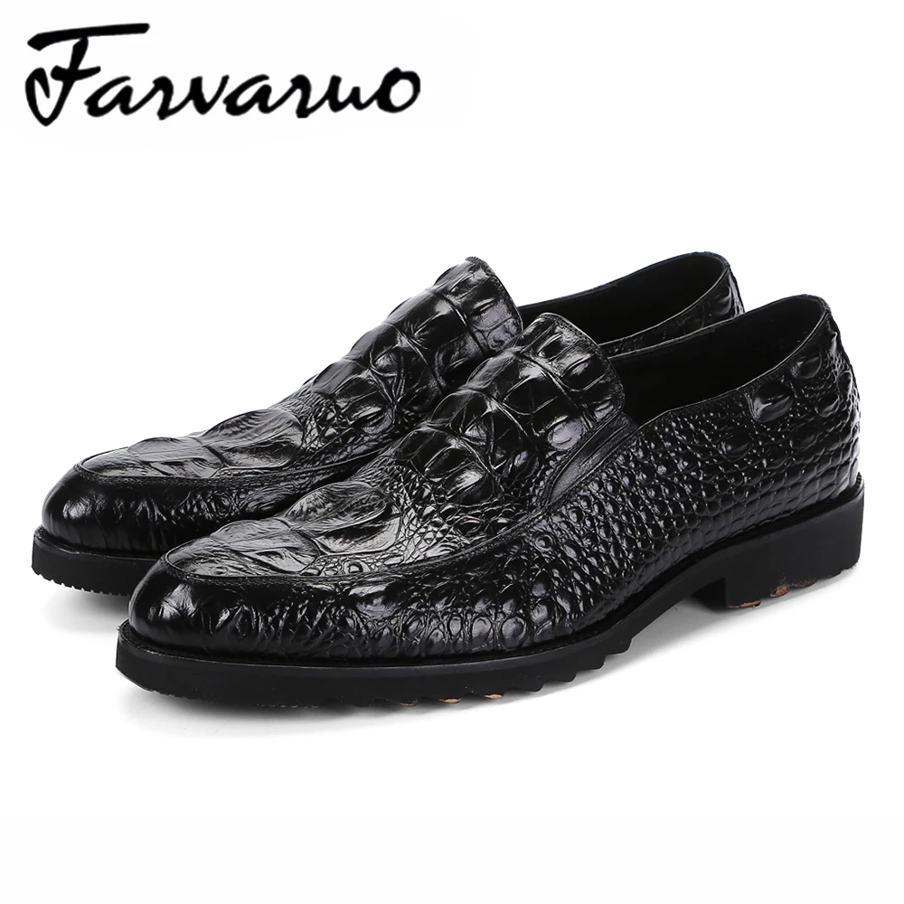 Farvarwo Italian Crocodile Shoes Mens Fashion Brand Genuine Leather