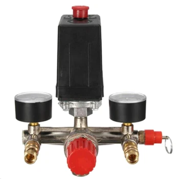 

Air Compressor Pressure Valve Switch Manifold Regulator Gauge 175psi