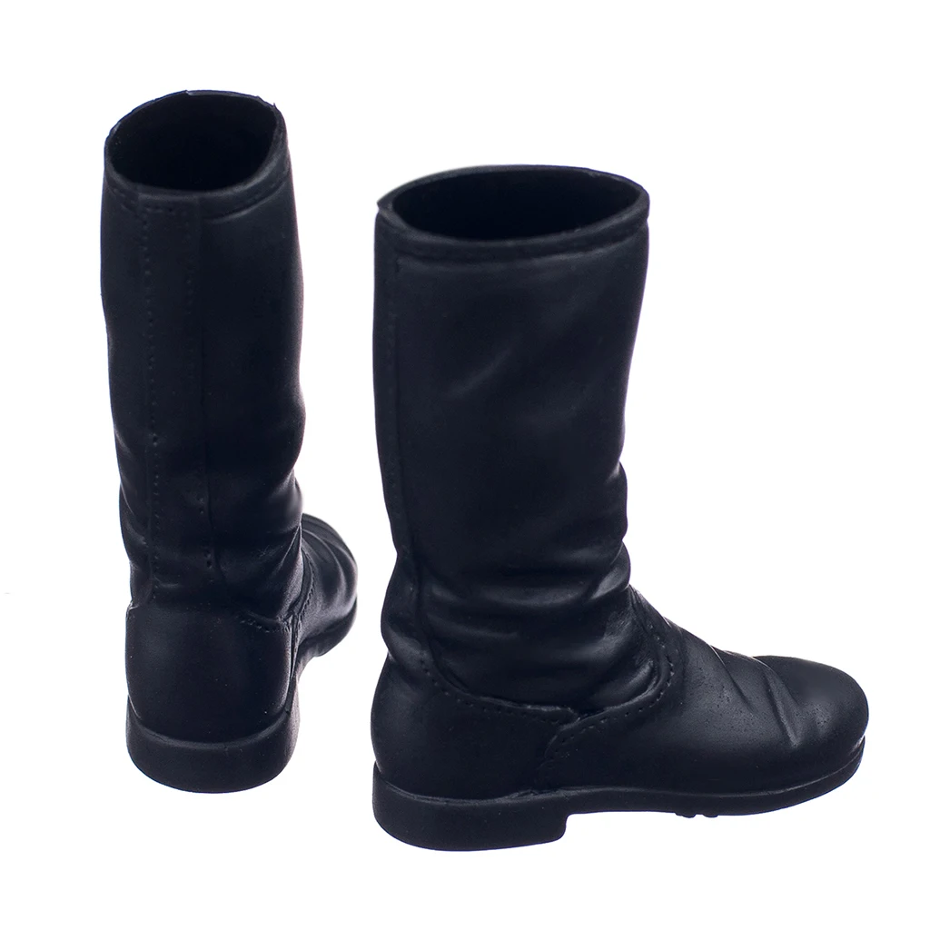 1 Pair Black 1/6 Scale Flat Long Boots Shoes Accessories for 12 inch Female Action Figure Body Ornaments