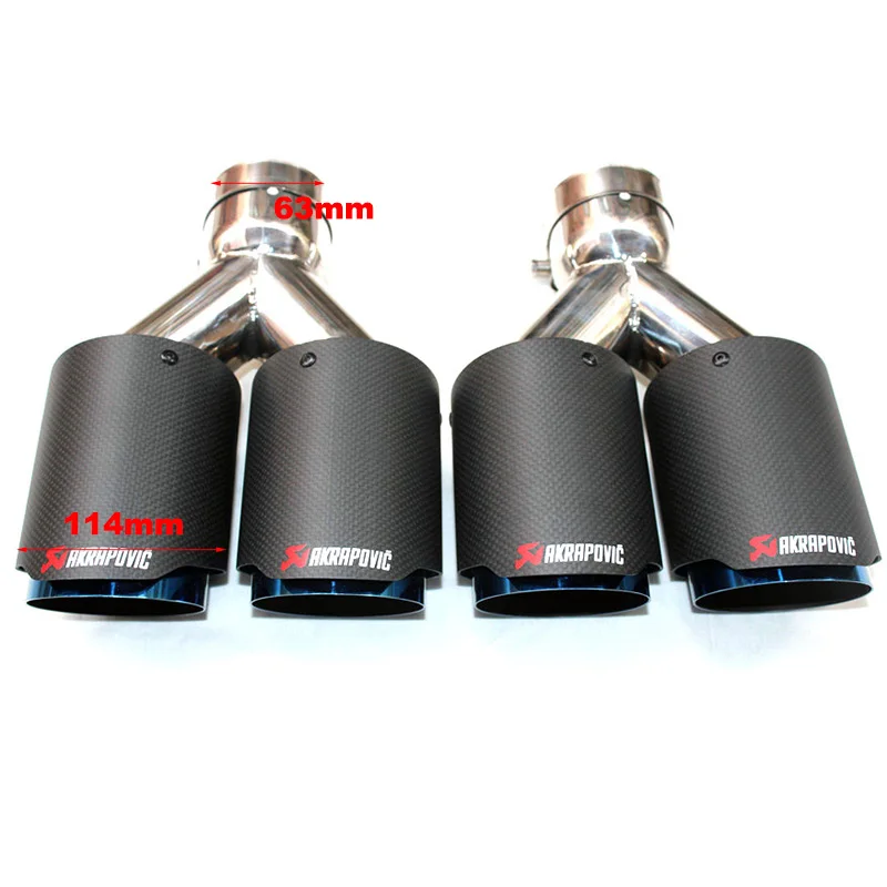 

IN 63mm OD 114mm Blue Pipe Akrapovic exhaust car carbon fiber car-styling pipe muffler tips