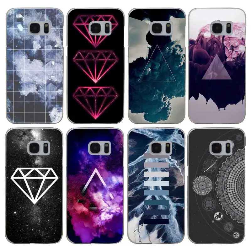 H466 Fashion Geometry Transparent Hard PC Case Cover For Samsung Galaxy S Note 3 4 5 6 7 8 9 Edge Plus |