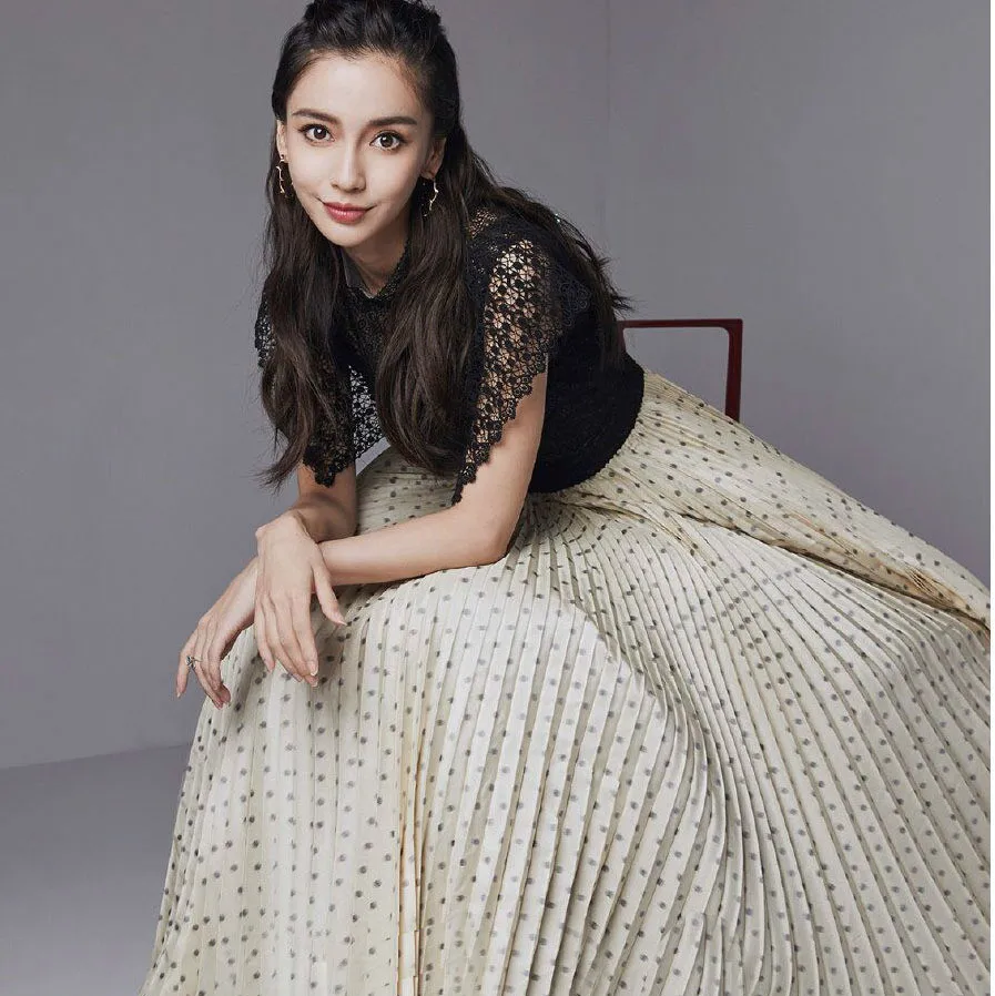 

Lace Patchwork Fashion O-Neck Women Pleated Dresses Dot Summer Sleeveless Tank Lady Casual Dress Clothes Suit For Party