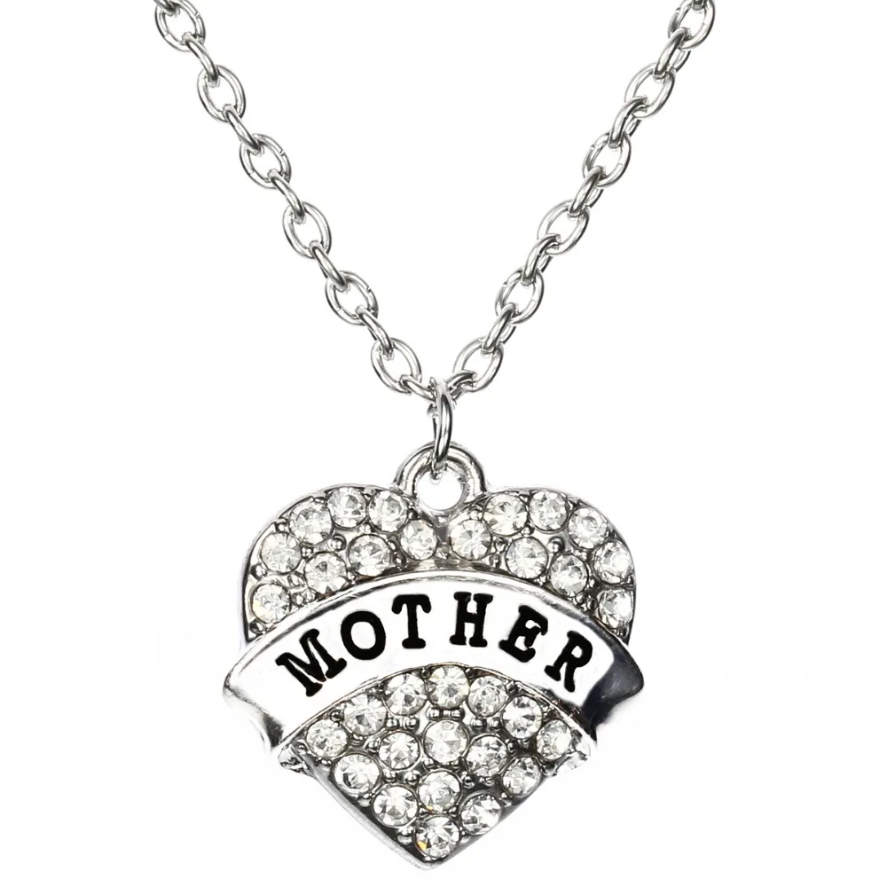 Женская семейная бижутерия украшенная стразами|mother gift|heart crystalnecklace necklace |