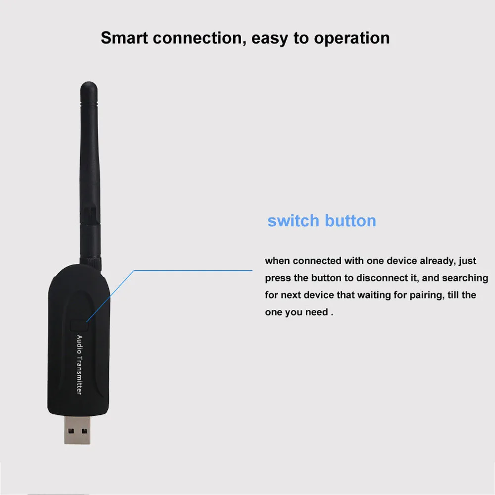 Беспроводной Bluetooth передатчик ключ USB 5 в питание аудио стерео Aux 3,5 мм интерфейс с антенной для динамиков наушников ТВ ПК