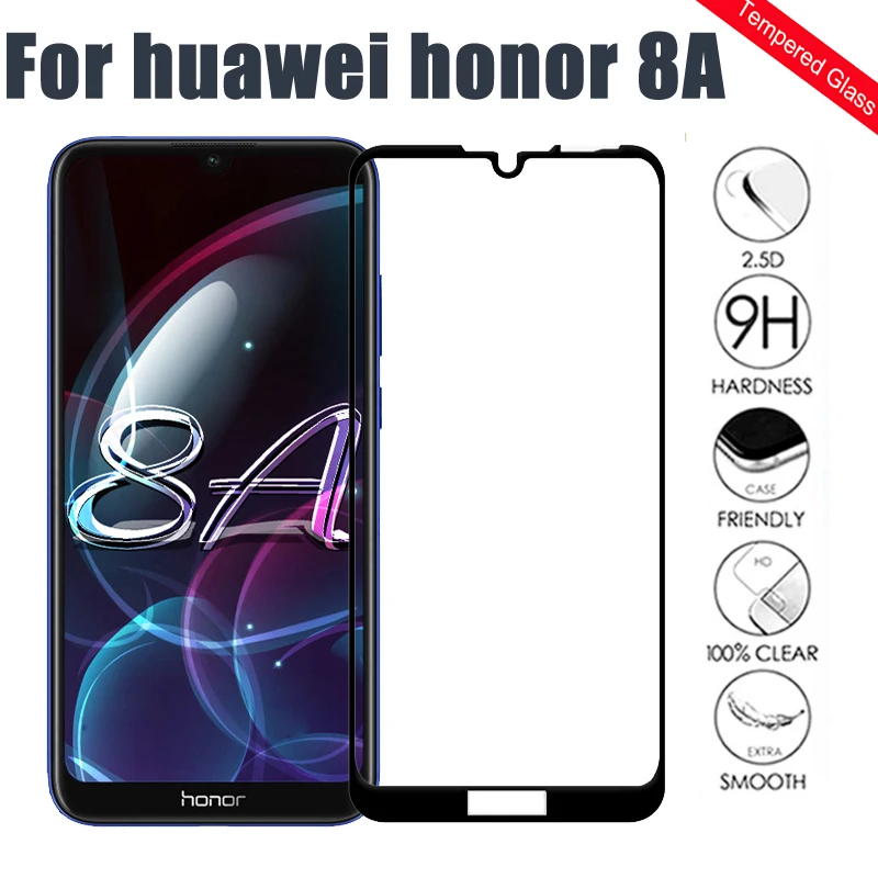 Защитное стекло для экрана Honor 8A закаленное Huawei JAT-LX1 JAT LX1 8 A защитное пленка с