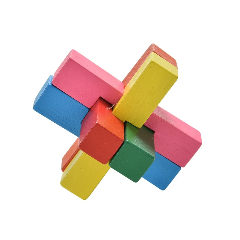 Разноцветные деревянные интерактивные игры Kong Ming/Luban Lock игрушка для взрослых и детей развивающие игрушки 1 Набор/6 шт