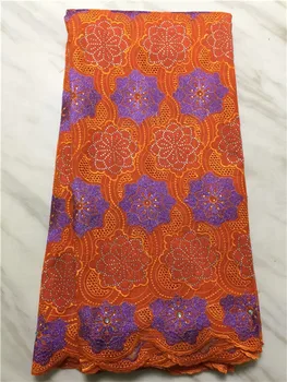 

AmazingAfrican cotton embroidery lace fabric fashion Swiss voile lace textile for sewing dress ECP87(5yards/lot)