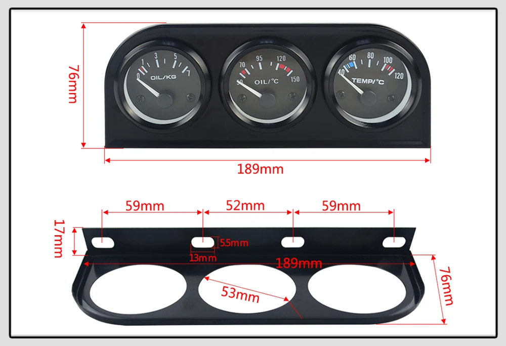 52 мм 3 в 1 датчик температуры масла+ Датчик температуры воды+ Датчик давления масла комплект или вольтметр тройной метэ VR-TAG01/02/03