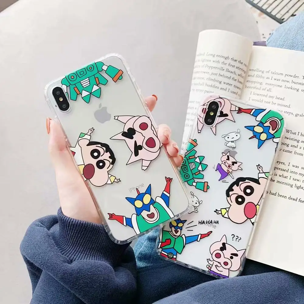 10 шт./партия, чехол для телефона Crayon Shin-chan, прозрачная задняя крышка из ТПУ для iPhoneXs max XR 8plus 6s 7plus X/XS Skinny Shell, защита