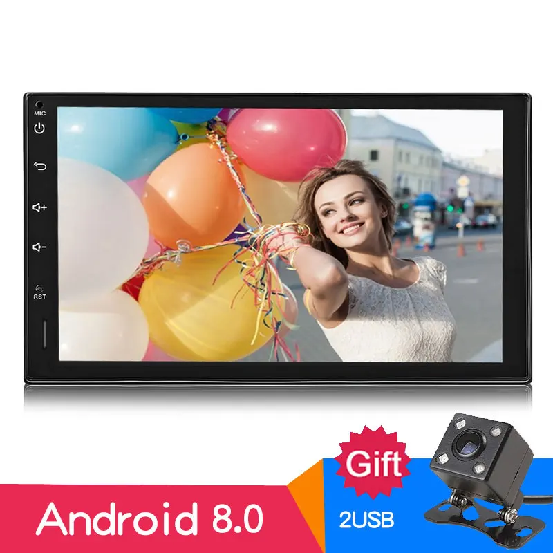 7&quot Double 2Din Head Unit 1.8GHZ 4GB+32GB Android 8.0 Octa Core Car Radio GPS FM AM RDS 1024X600 Support Camera SWC DAB TPMS OBD2 |