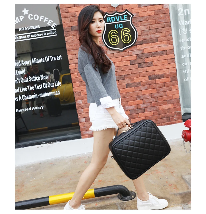 FirstMeet Fashion retro trolley suitcase 16/20/24 inch women men PU leather travel suitcase bag hand rolling luggage set valise