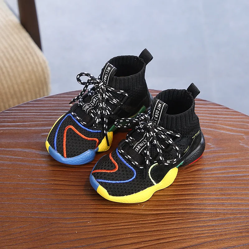 

Childrens Sports Shoes 2018 New Style Flying Weaving Socks Shoes Ins Super High Top Casual Shoes Breathable Mesh Shoes 21-37#
