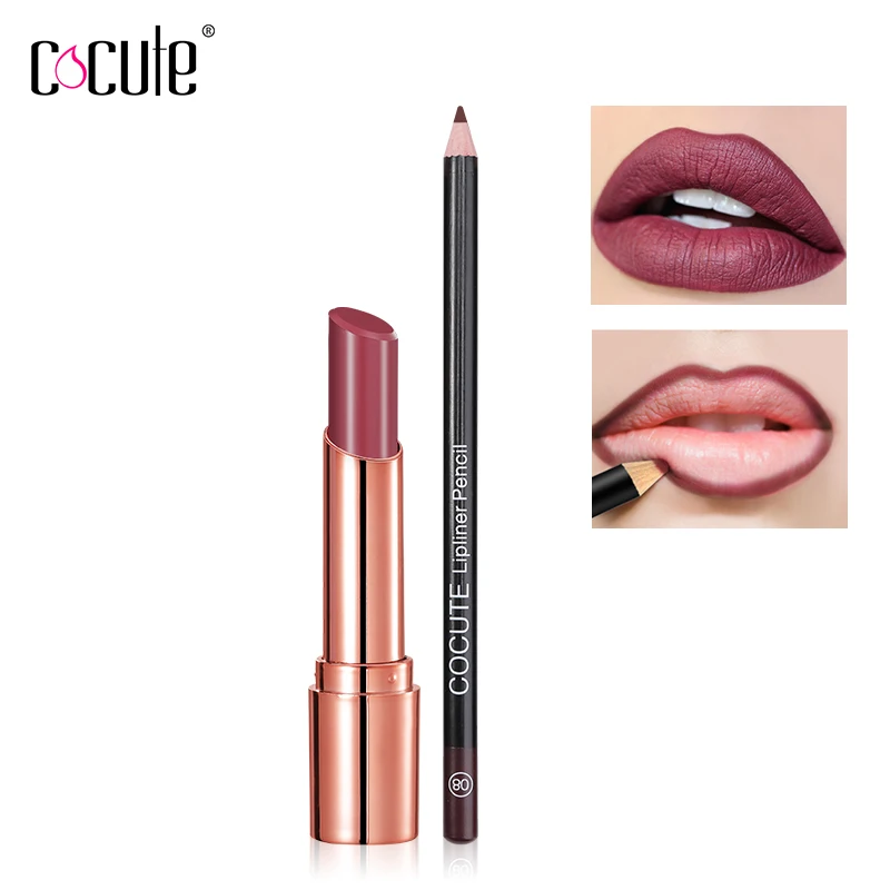 

Cocute Matte Velvet Lipstick and Lip Liner Pen Makeup Set Waterproof Long Lasting Beauty Make up Tools maquiagem