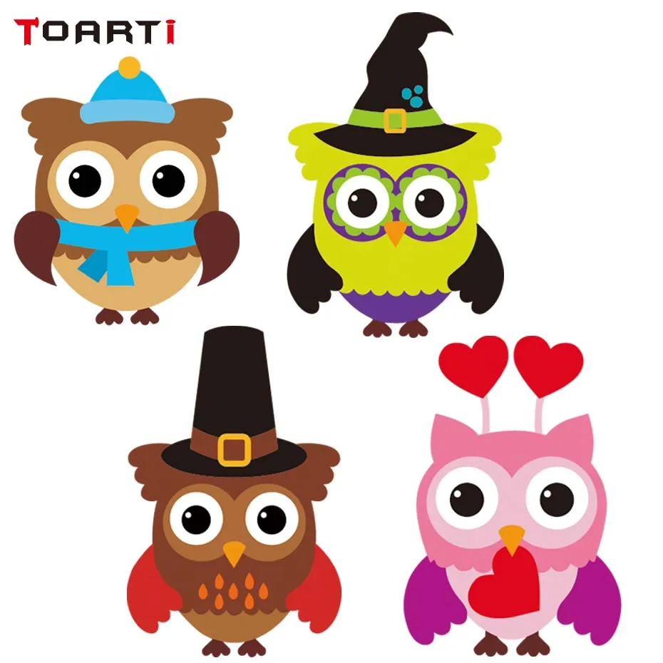 

Cute Owls Cartoon Color Vinyl Sticker On Car Goods Accessory Creative Auto Decor Modern Car Styling Waterproof Decals On Window