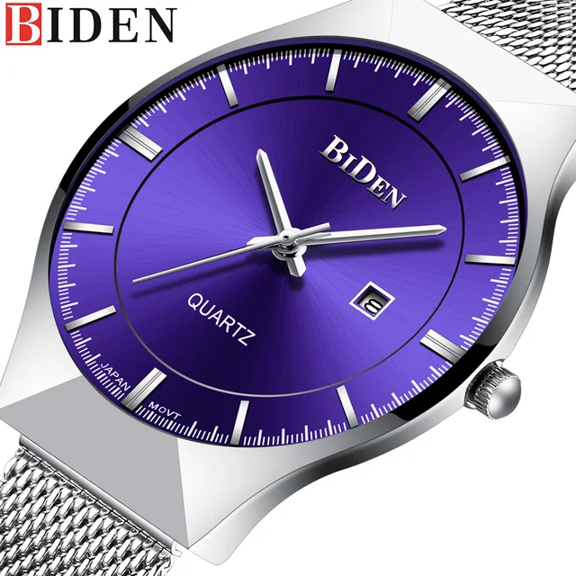 BIDEN Top Brand Luxury Male Wrist Watch Men Military Sport Clock Mesh