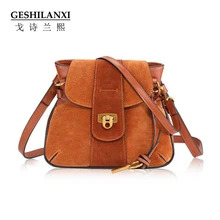 Nuevo bolso femenino de Moda bolsa de hombro Mujeres bolsa de Mensajero de Cuero Nobuck cuero Genuino de la marca de lujo bolsos de mujer bolsas de diseñador