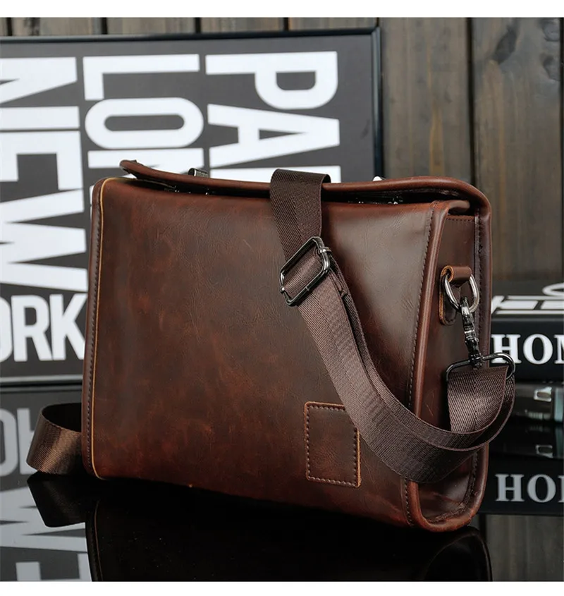G-FAVOR сумка для мужчин кожа Повседневное Винтаж сумки на плечо через двойной поворотный замок дизайн тенденция