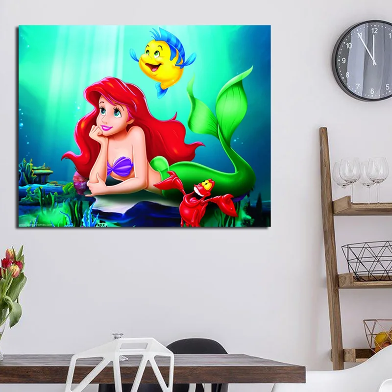 

Ariel The Little Mermaid Wall Art Canvas Poster And Print Canvas Painting Oil Decorative Picture For Bedroom Home Decor Artwork