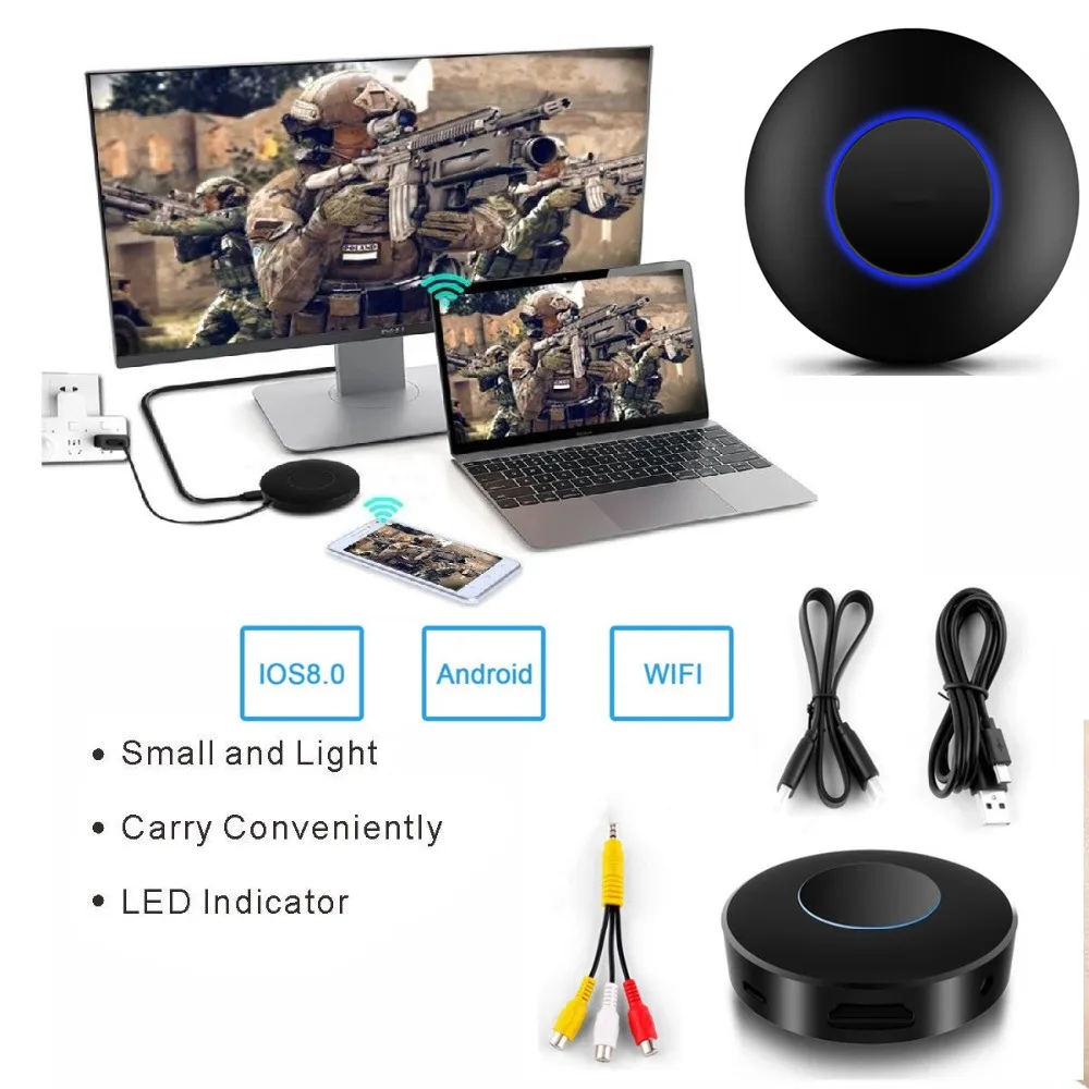 

HD 1080P HDMI + AV WIFI Display Wireless Mirroring DONGLE Support DLNA Miracast Airplay Mirror Adapter Converter for IOS Android