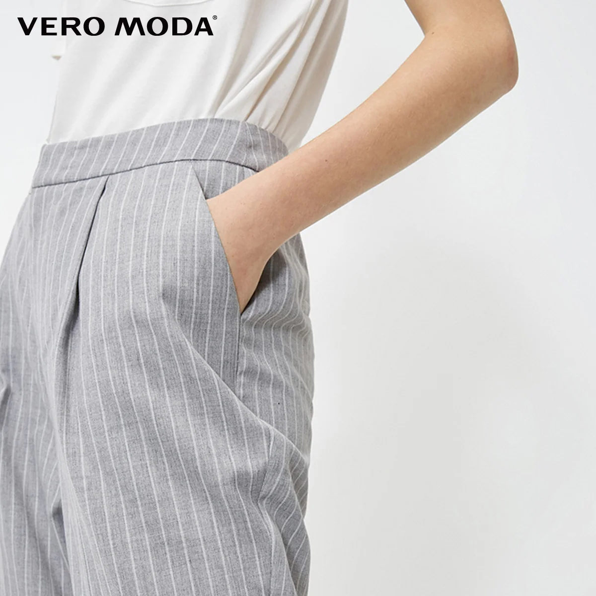 Vero Moda новые женские брюки женские OL Стиль Полосатый средней посадки повседневные укороченные брюки и капри | 318350517