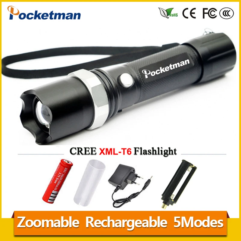 

Powerful LED Flashlight XM-T6 Lantern Rechargeable Torch Zoomable Waterproof AAA /18650 Battery Hand Light linterna Camping z93
