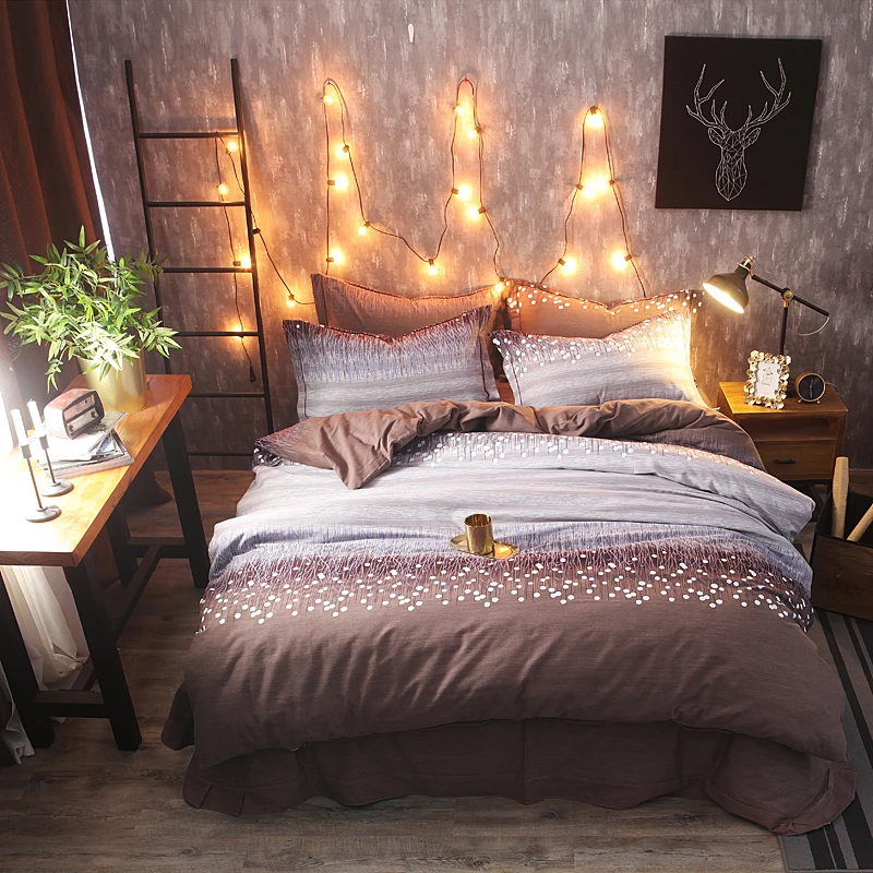 

Pastoral Style 100% Cotton Sanding Bedding Set Duvet Cover Bed Linen Bed sheet Pillowcases King Queen Size 4 PCS Home textile