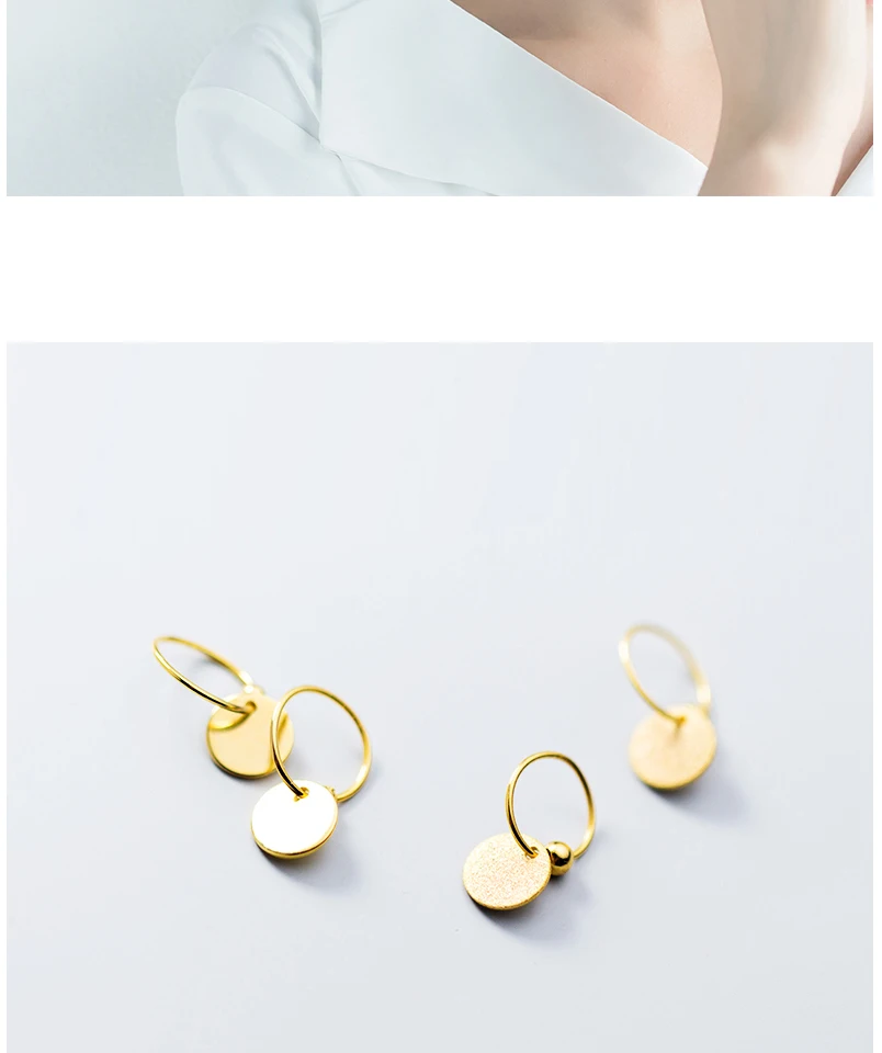 Exquisited 925 Sterling Silver Gold Color Small Hoop Earrings for Women Oval Coin Disc Minimalist Ear Piercing Huggie Earrings (7)