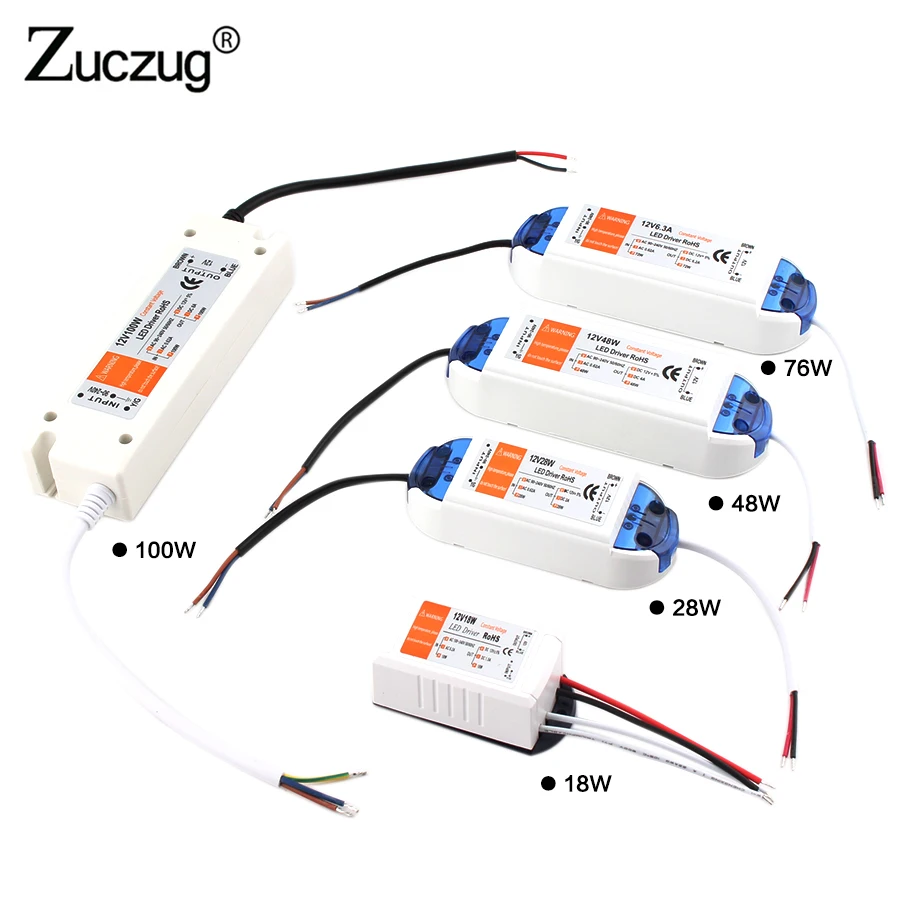 

DC 12V Power Supply Led Driver 18W 28W 36W 48W 72W 100W Lighting Transformers High Quality Driver Led for LED Strip Power Supply