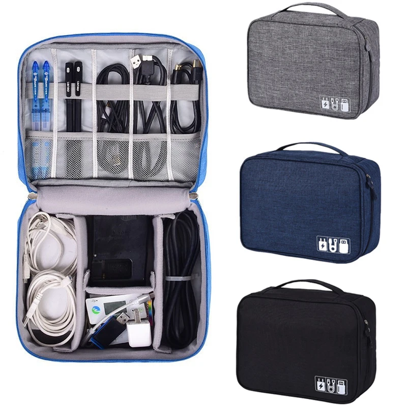 

Travel Cable Organizer Bag Charger Digital USB Gadget Storage Bag Pen Cosmetic Zip Bags Pouch Kit Waterproof For Outdoor Camping