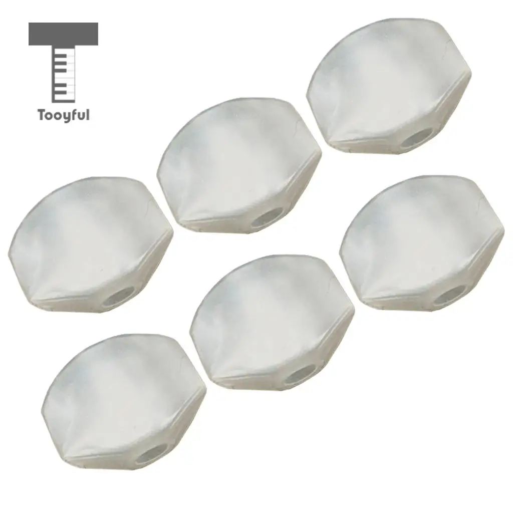 Tooyful 6 Pieces Plastic Acoustic Guitar Tuning Pegs Keys Buttons Caps Handle Knobs White Guitar Replacement Parts