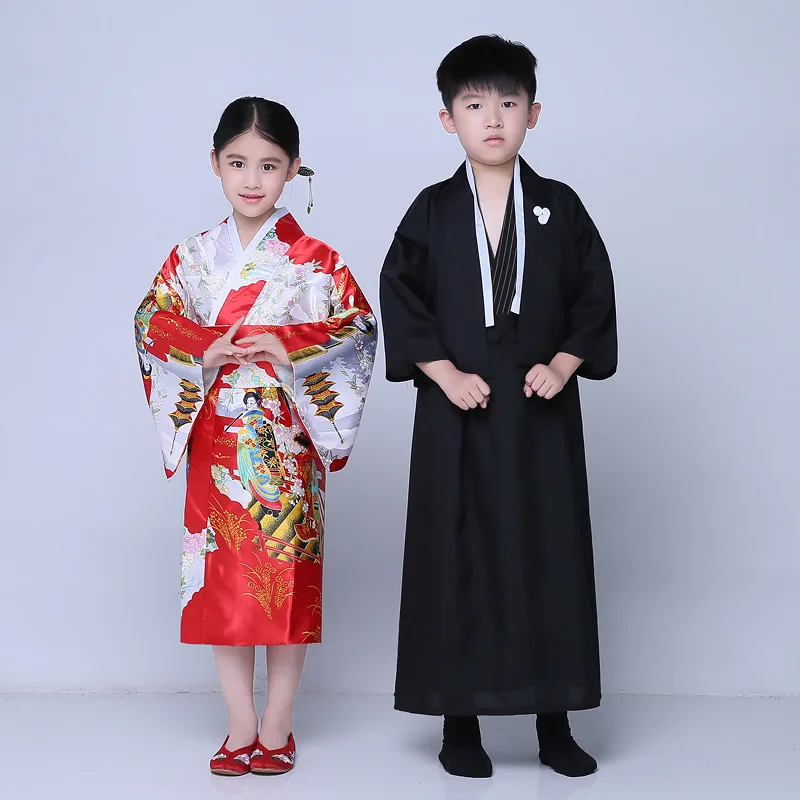 Retro Girl/'s Kimono Japanese Child Yukata Obi Retro Cosplay Bathrobe Dress Chic