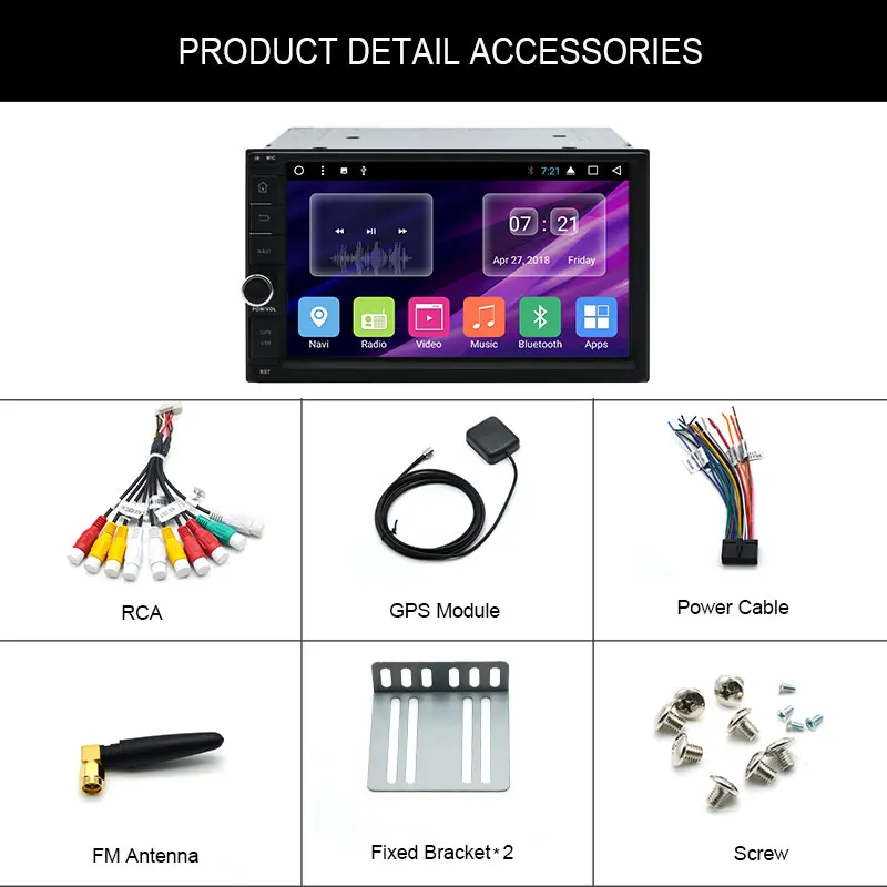 Junsun 7 &quot2 DIN 2GB+32GB автомобильный DVD Android 7.1 Радио мультимедийный плеер 1024*600