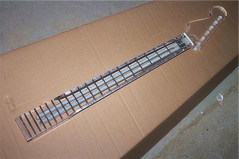

Factory Custom Acrylic Glass 22 Frets Electric Guitar Neck with Big Headstock,Two Truss Rod,can be customized