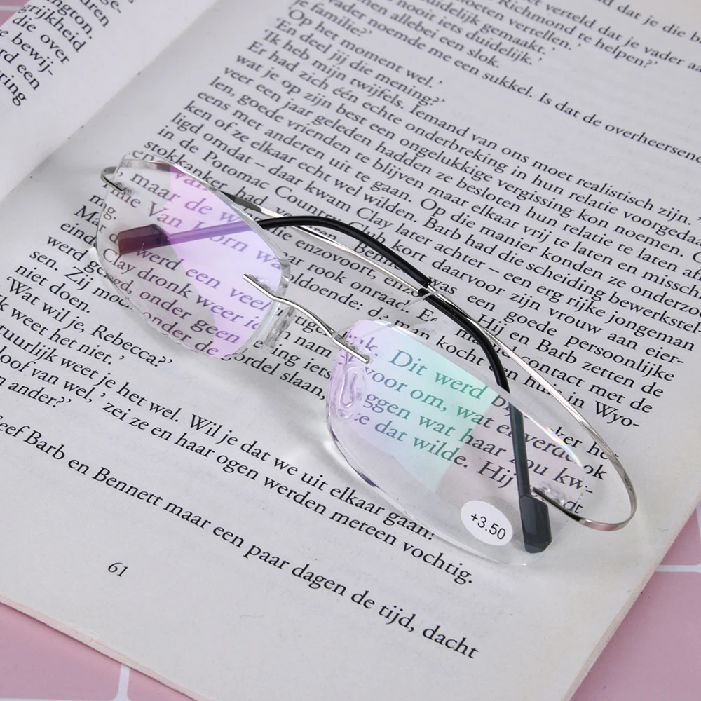 

Fashion Men Women New Ultralight Memory Rimless Glasses Reading Glasses Rectangular Glasses Spectacles Eyeglass