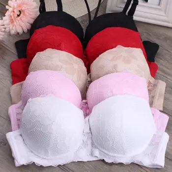 

Summer sexy ladies sutian Halter ferret small chest lingerie bralette adjustable lace underwear bra cup super thick thick gather